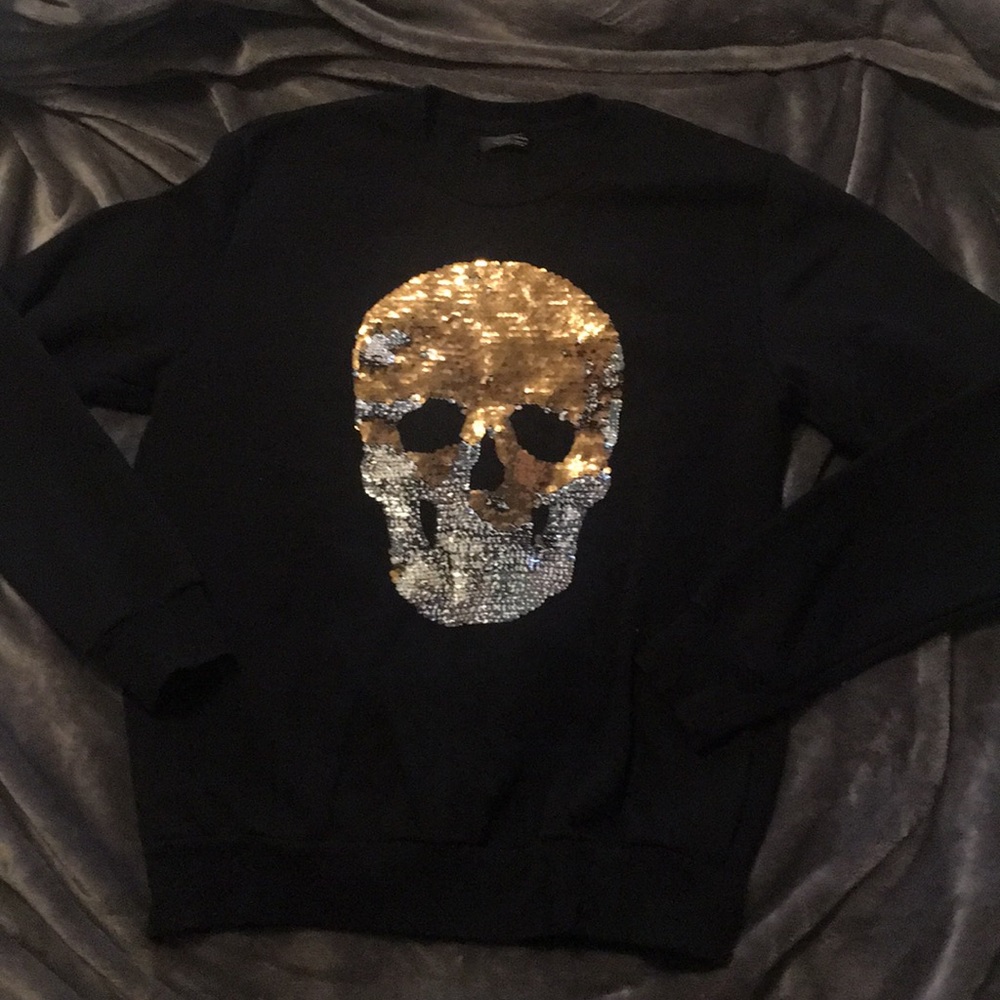 Zara Black, sequined skull sweater
